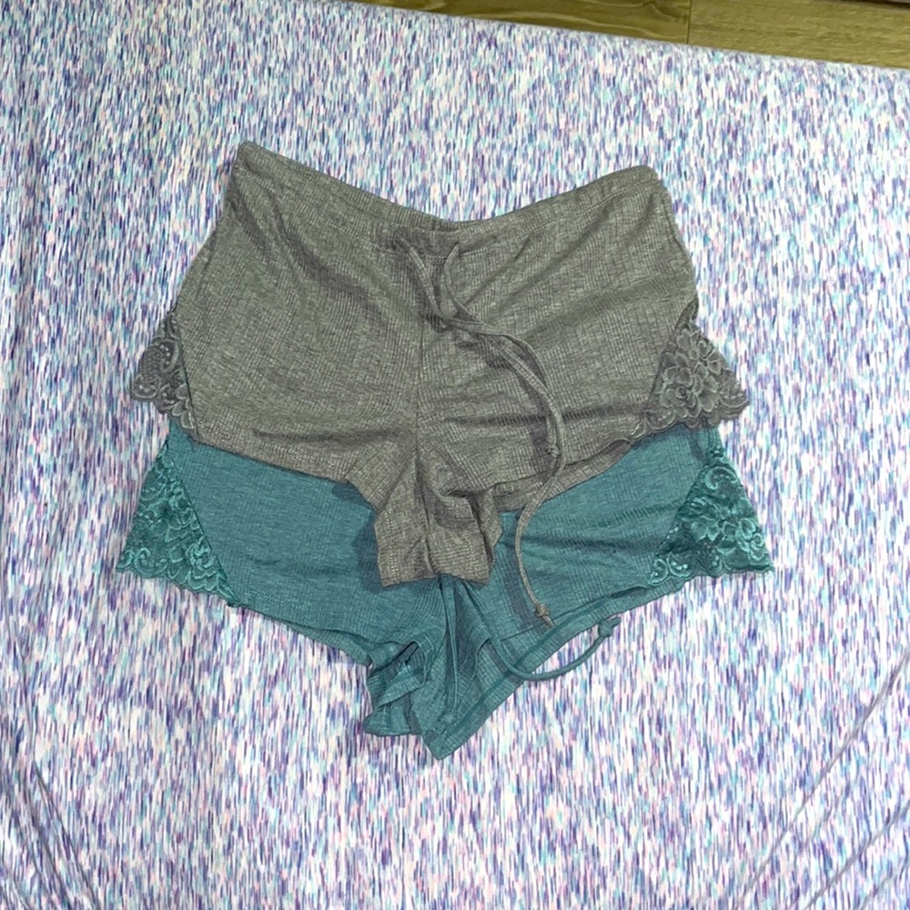 Pajama shorts with same design  (teal and gray)